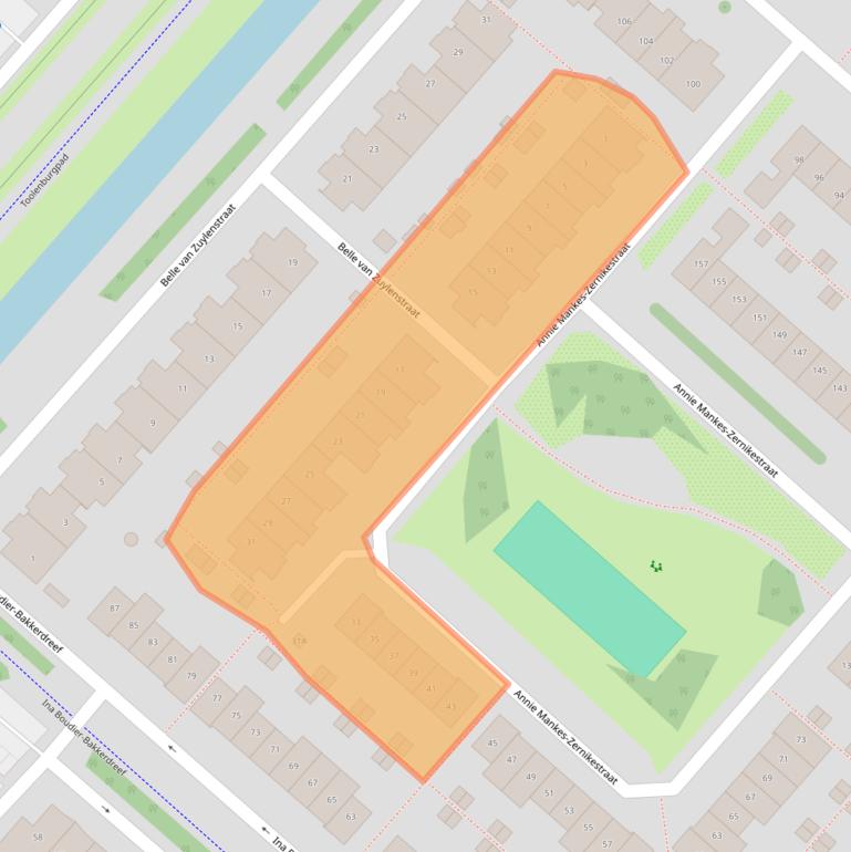 Kaart van postcodegebied 2135PL.