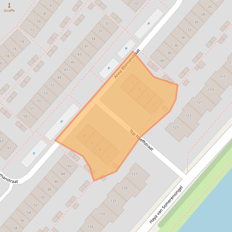 Kaart van postcodegebied 2135PZ.