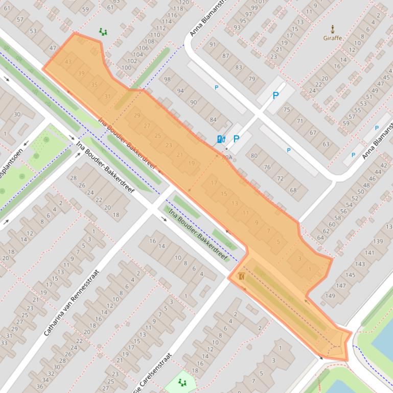 Kaart van postcodegebied 2135RA.