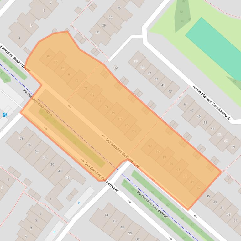 Kaart van postcodegebied 2135RB.