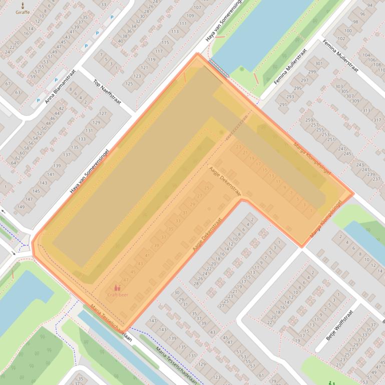 Kaart van postcodegebied 2135RJ.