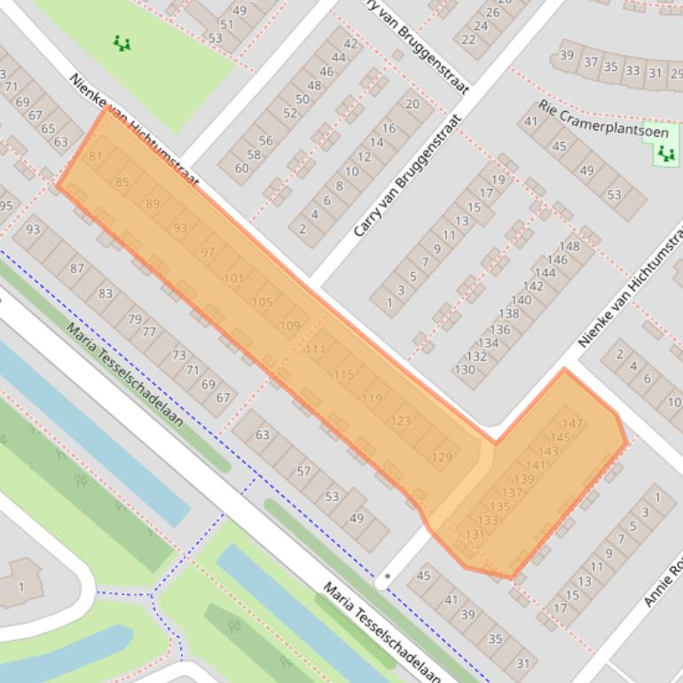 Kaart van postcodegebied 2135RN.