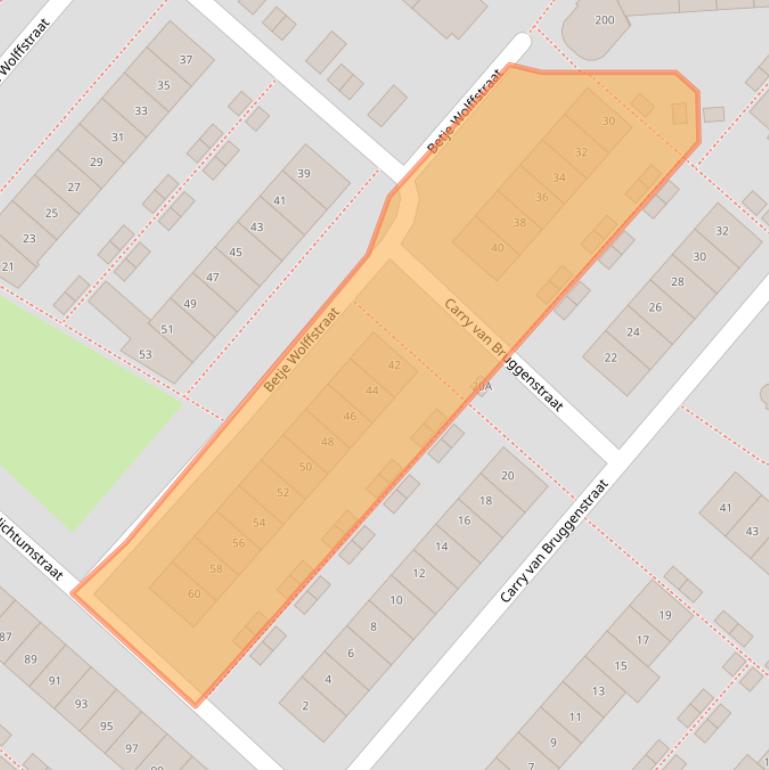 Kaart van postcodegebied 2135RT.