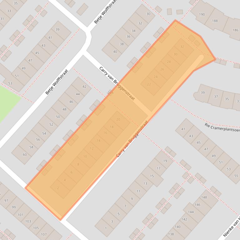 Kaart van postcodegebied 2135RV.