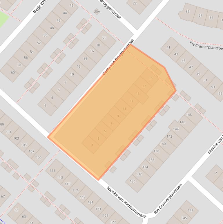 Kaart van postcodegebied 2135RW.