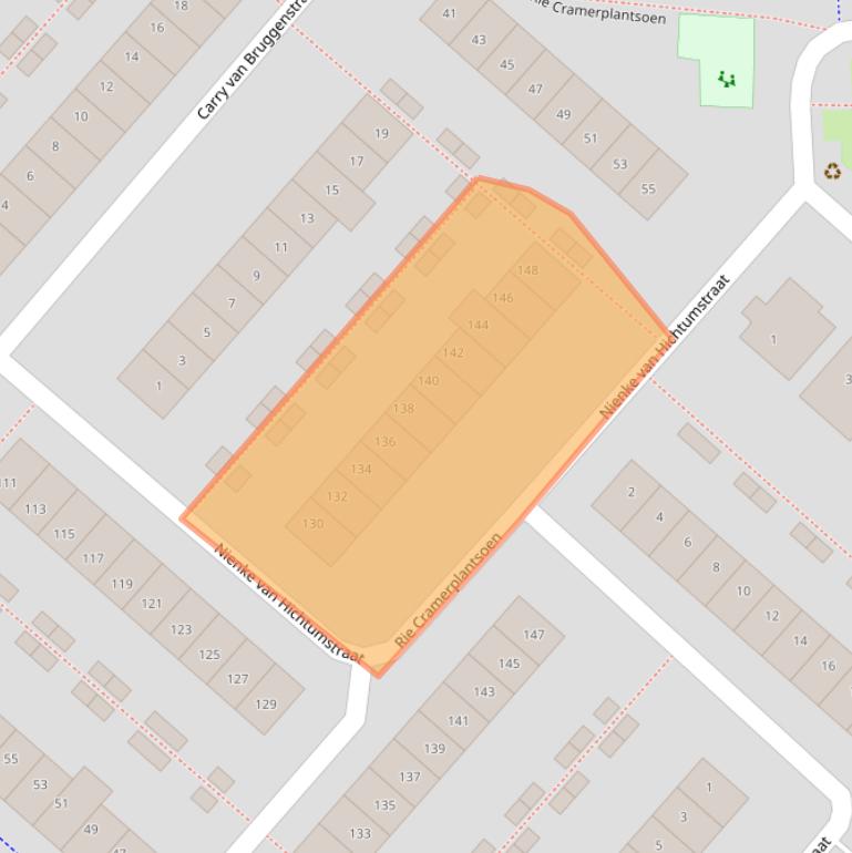 Kaart van postcodegebied 2135RZ.