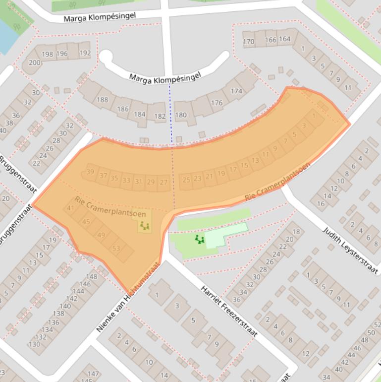 Kaart van postcodegebied 2135SE.