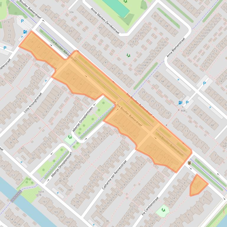 Kaart van postcodegebied 2135TA.