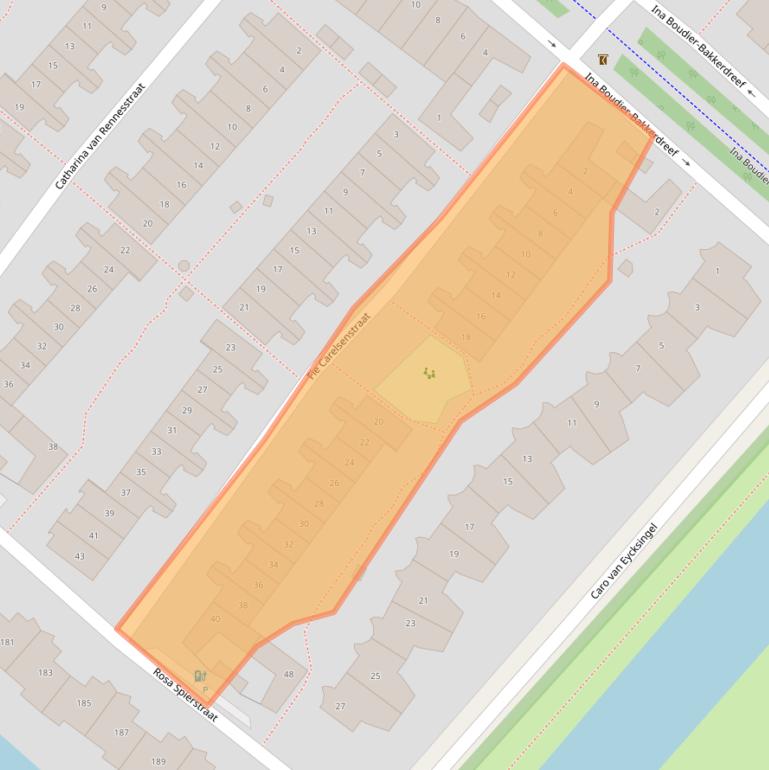 Kaart van postcodegebied 2135TE.