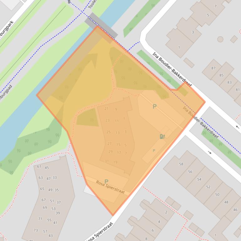 Kaart van postcodegebied 2135TN.