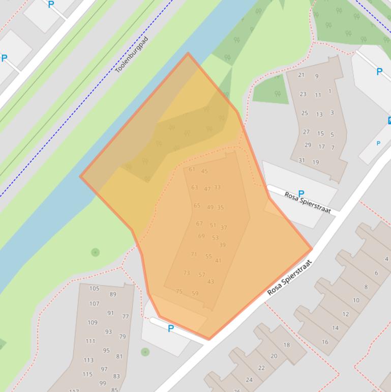 Kaart van postcodegebied 2135TP.