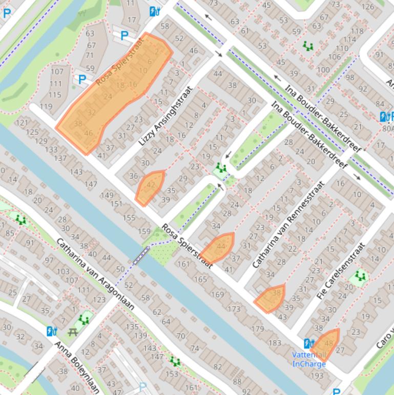 Kaart van postcodegebied 2135TT.