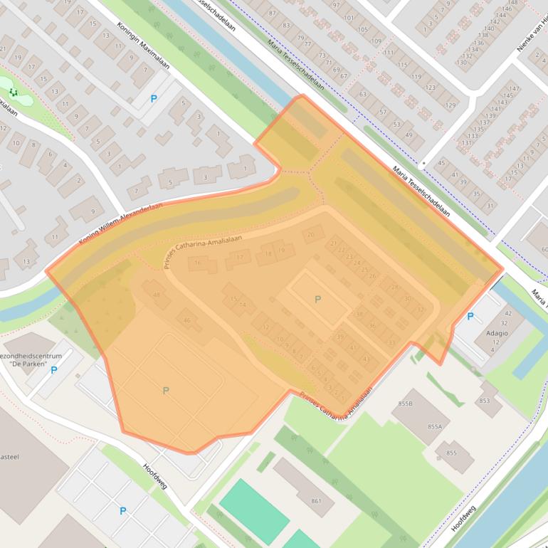 Kaart van postcodegebied 2135VM.