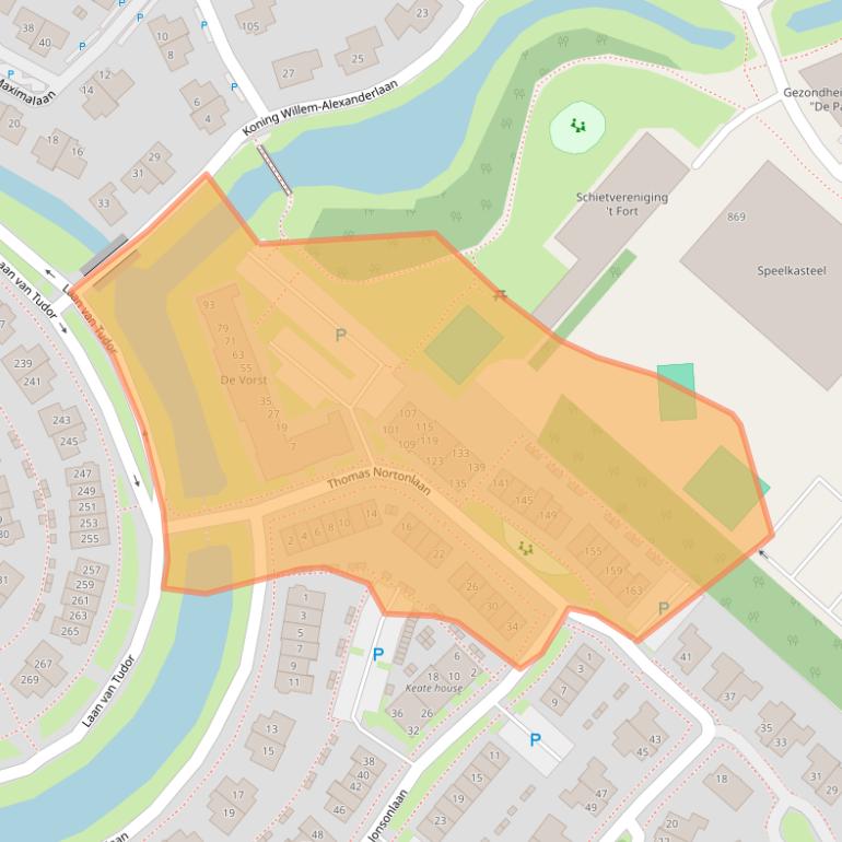 Kaart van postcodegebied 2135VN.