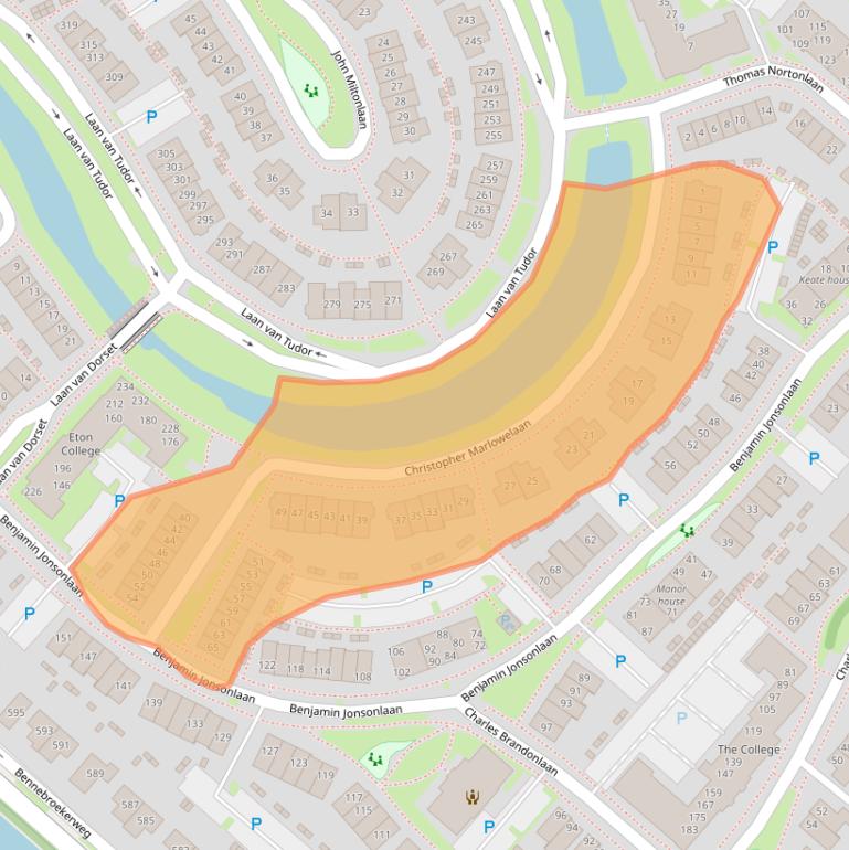 Kaart van postcodegebied 2135VR.