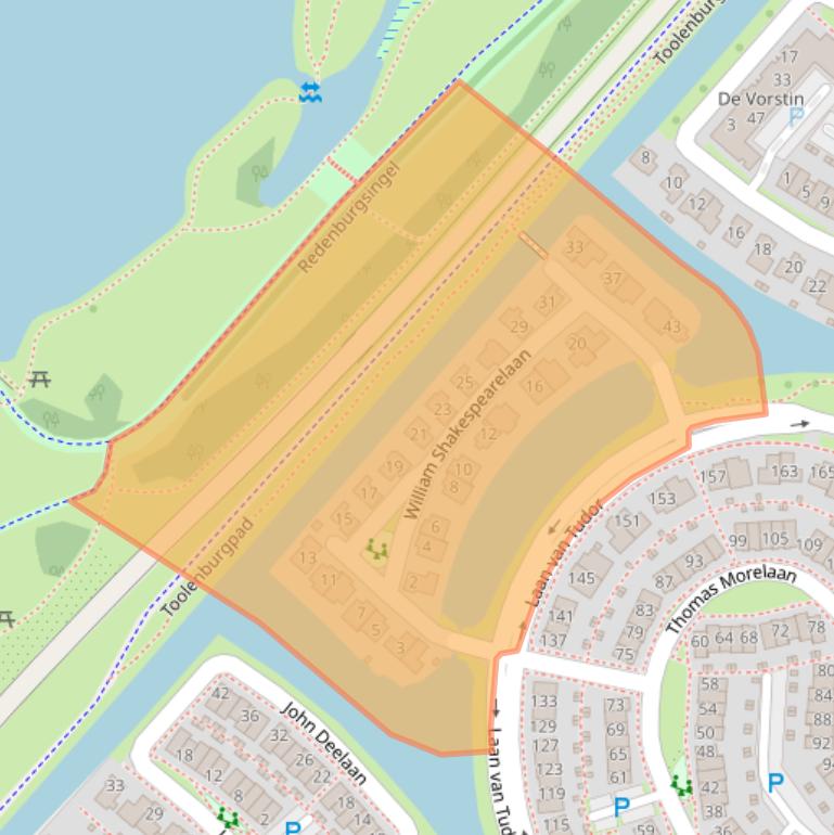 Kaart van postcodegebied 2135WB.