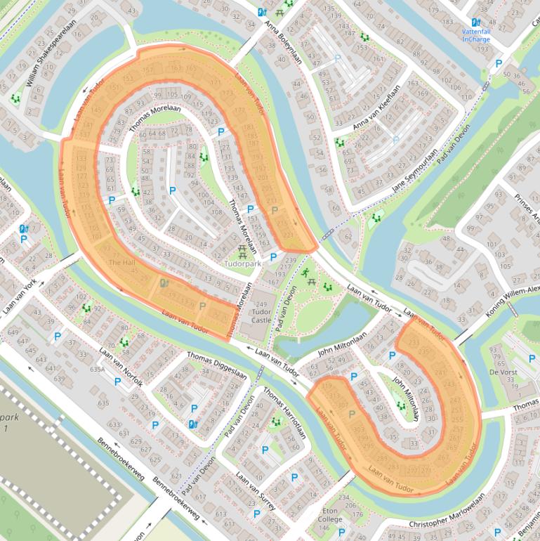 Kaart van postcodegebied 2135WD.