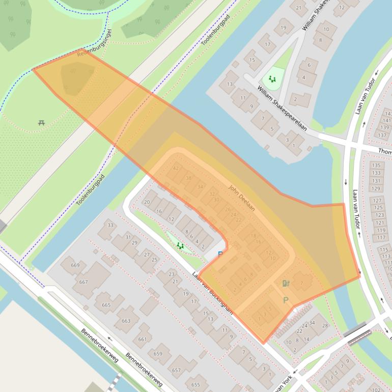Kaart van postcodegebied 2135XA.