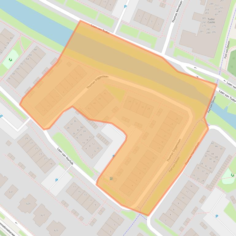 Kaart van postcodegebied 2135XE.