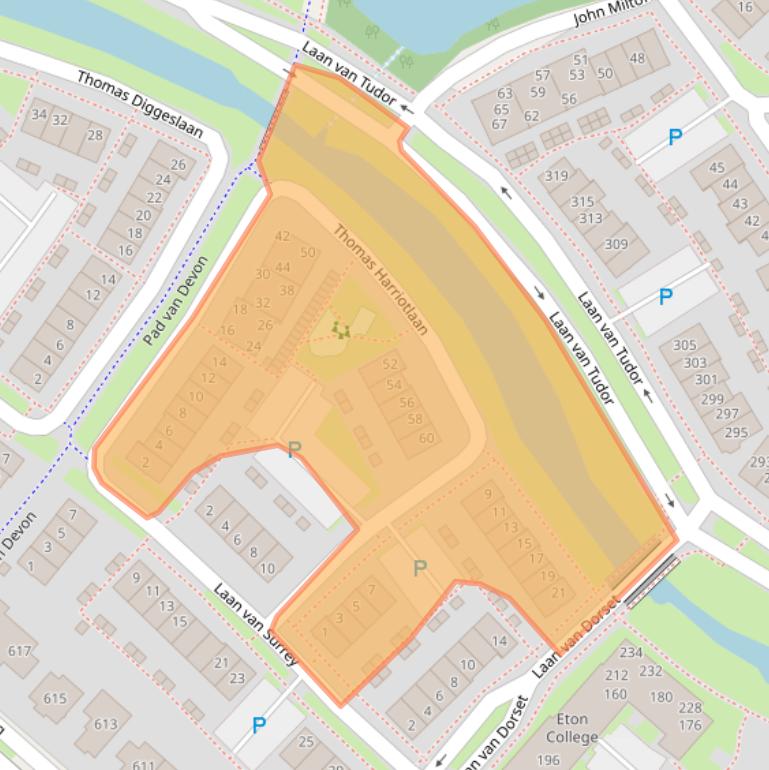 Kaart van postcodegebied 2135XH.