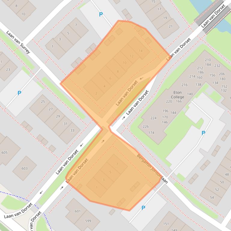 Kaart van postcodegebied 2135XK.