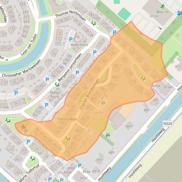 Kaart van postcodegebied 2135ZA.