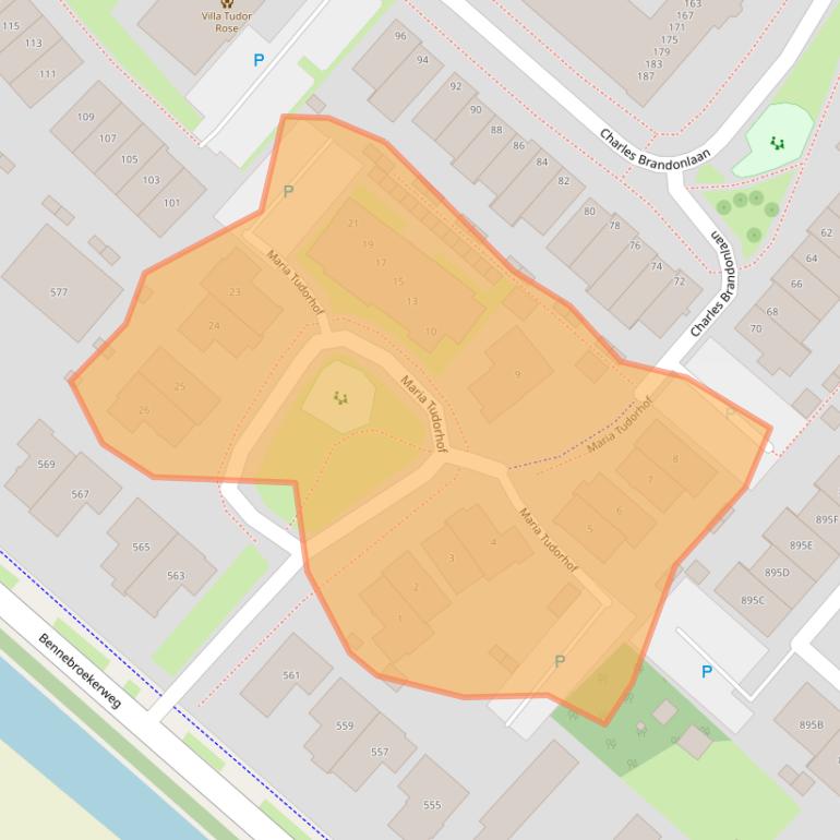Kaart van postcodegebied 2135ZB.