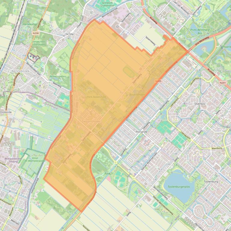 Kaart van postcodegebied 2136.