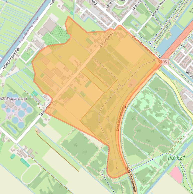 Kaart van postcodegebied 2136LP.