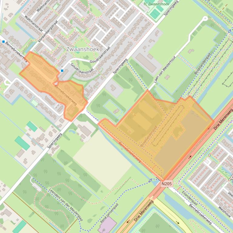 Kaart van postcodegebied 2136NG.