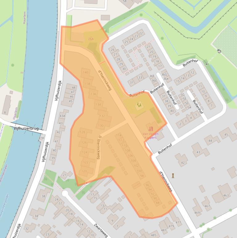 Kaart van postcodegebied 2141AD.