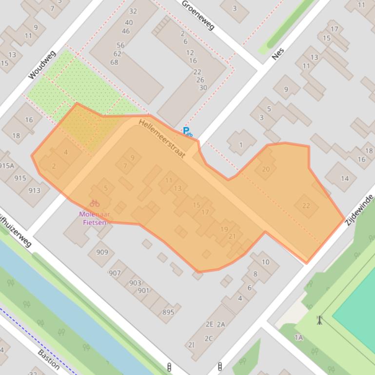 Kaart van postcodegebied 2141XE.