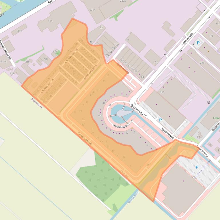 Kaart van postcodegebied 2142EW.