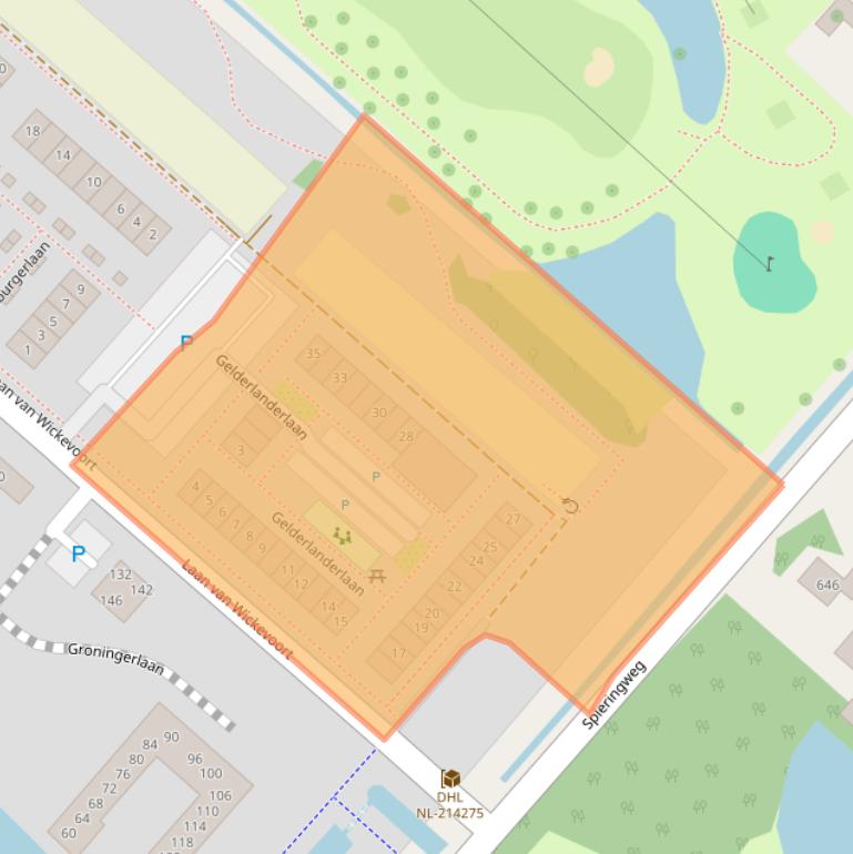 Kaart van postcodegebied 2142GG.