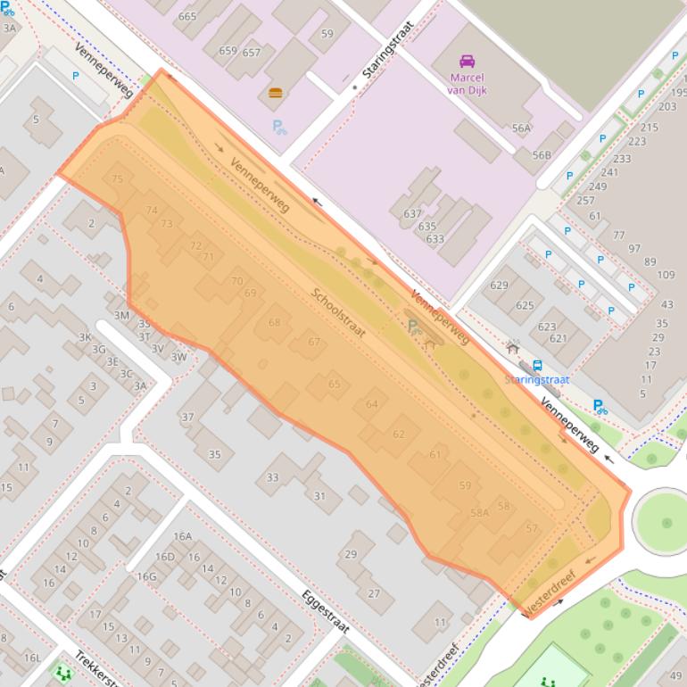 Kaart van postcodegebied 2151AC.