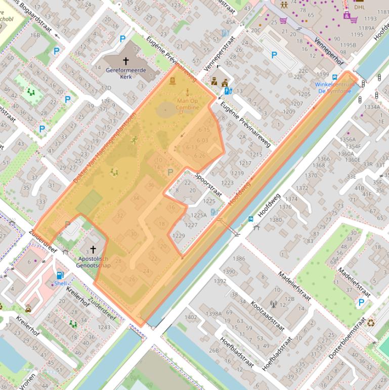Kaart van postcodegebied 2151AT.