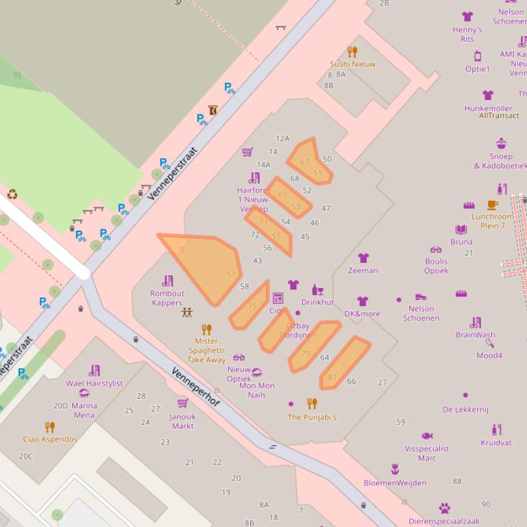 Kaart van postcodegebied 2151AX.