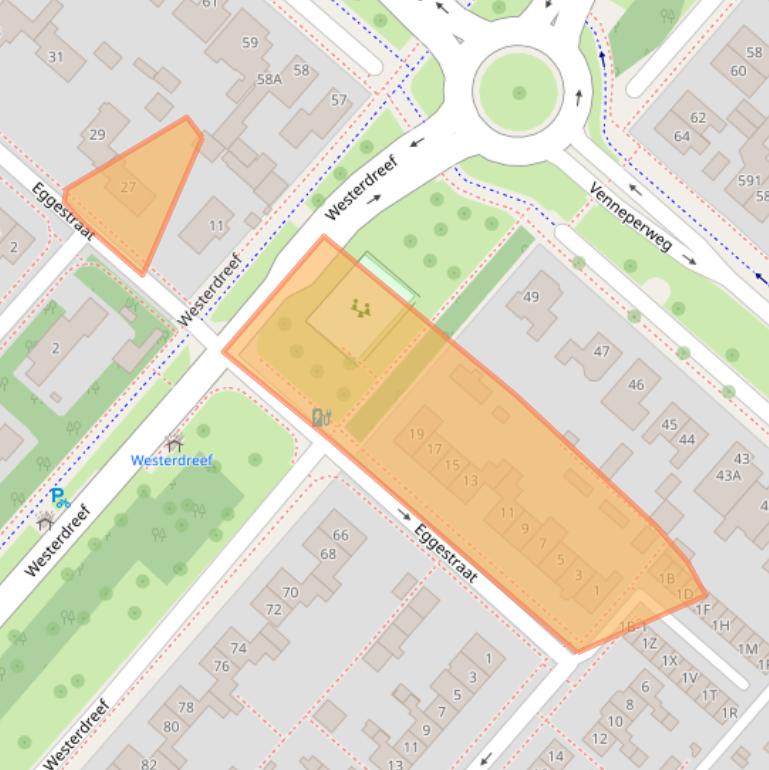 Kaart van postcodegebied 2151BP.