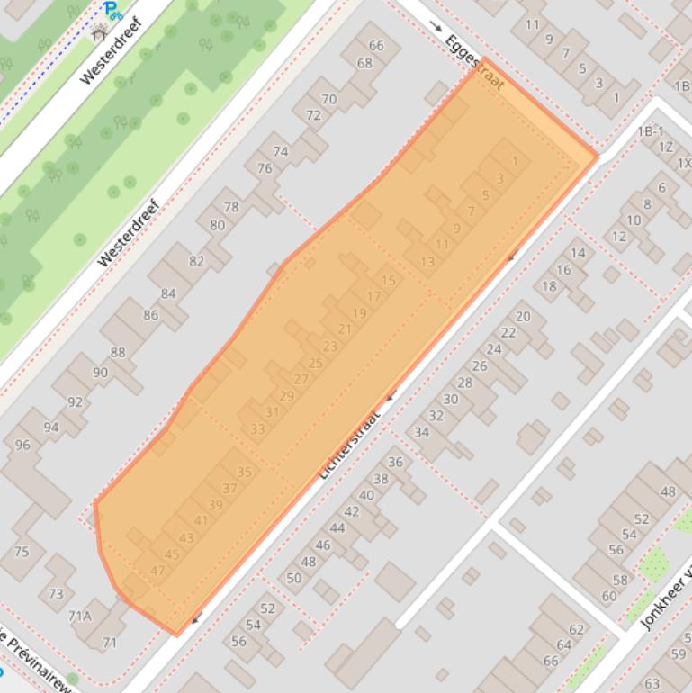 Kaart van postcodegebied 2151BS.