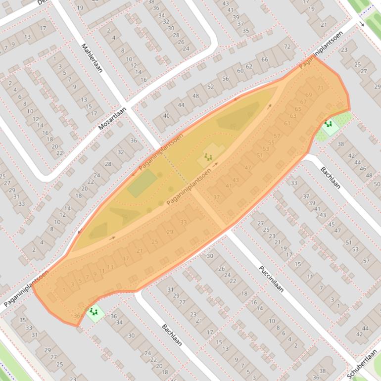 Kaart van postcodegebied 2151GG.