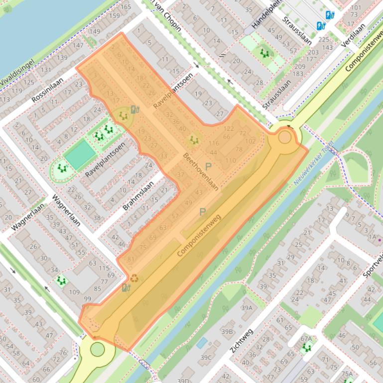 Kaart van postcodegebied 2151GT.