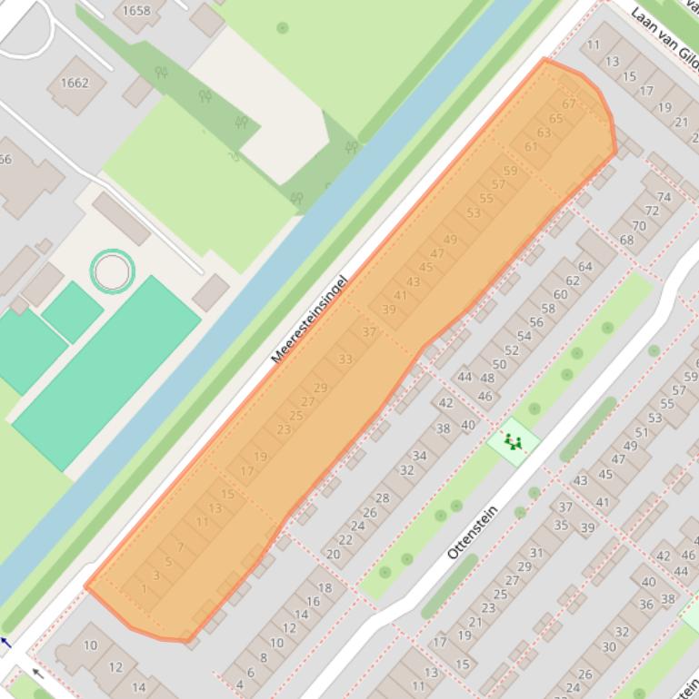 Kaart van postcodegebied 2151HR.