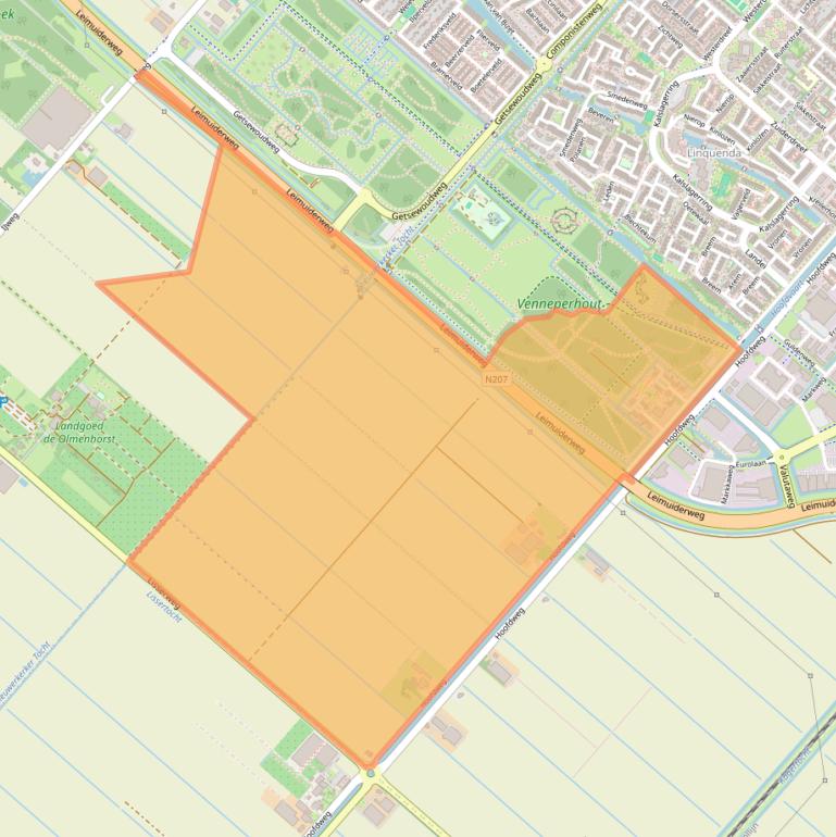 Kaart van postcodegebied 2151MA.