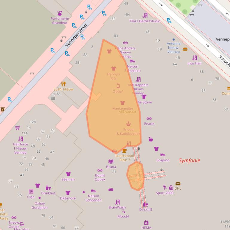 Kaart van postcodegebied 2151MC.