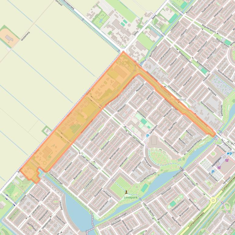 Kaart van postcodegebied 2151MN.