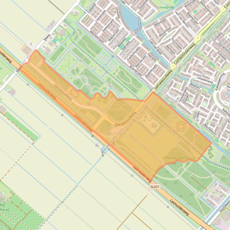 Kaart van postcodegebied 2151MS.