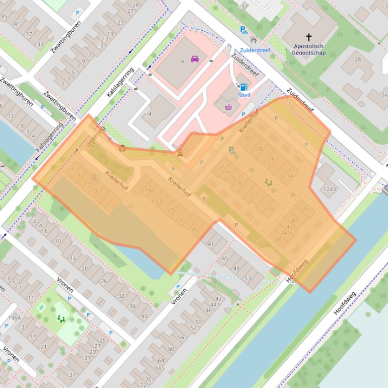 Kaart van postcodegebied 2151PJ.