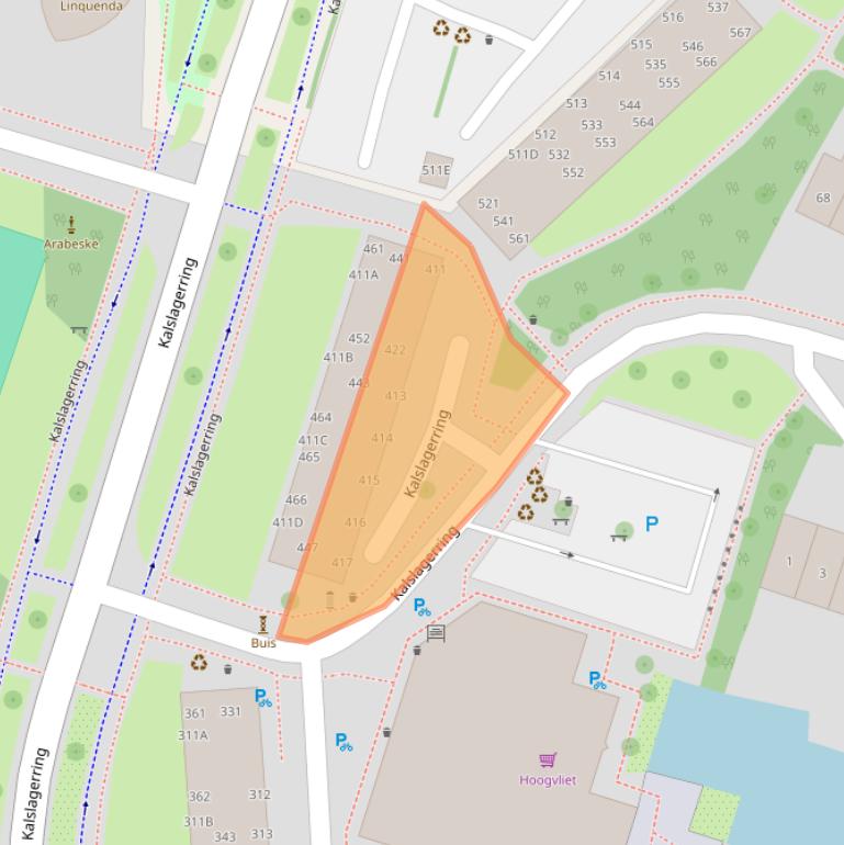 Kaart van postcodegebied 2151TJ.