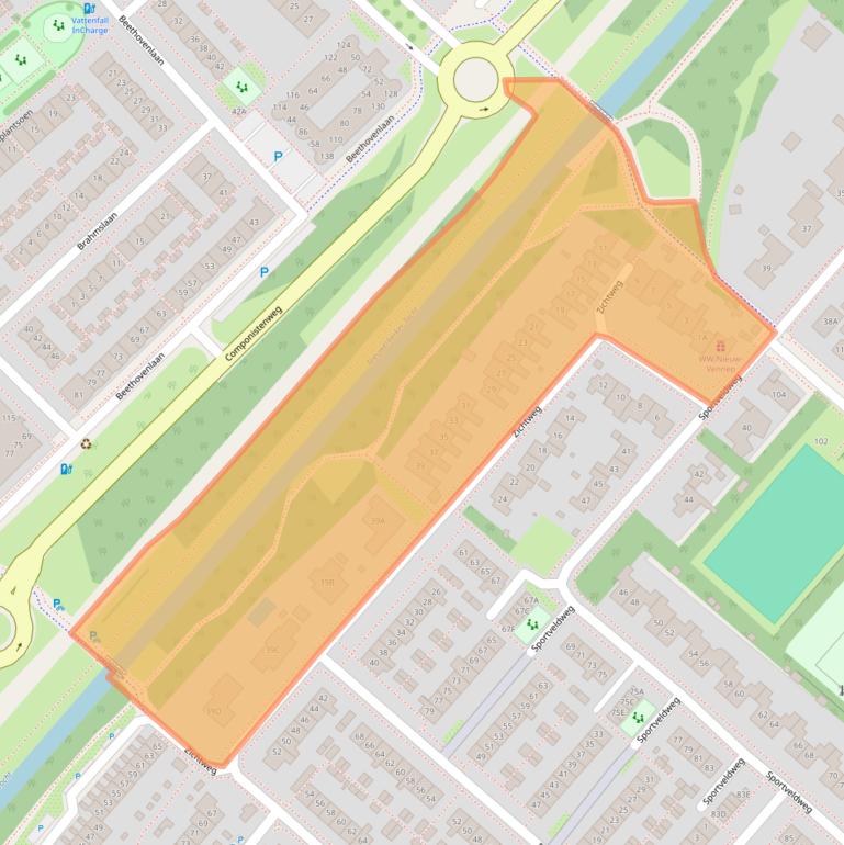 Kaart van postcodegebied 2151WB.