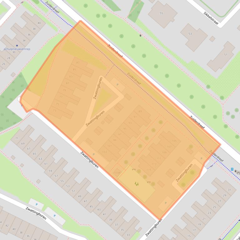Kaart van postcodegebied 2151ZJ.